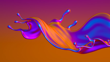 Splash fluid. 3d illustration, 3d rendering.