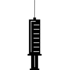 Black medical syringe, hypodermic needle, Inject needle concept of vaccination, injection. Trendy flat style. vector illustration. Drug dose business concept. Symbol web site design, logo, app, UI. 