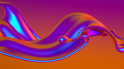 Splash fluid. 3d illustration, 3d rendering.