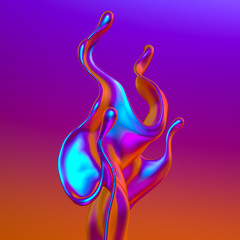 Splash fluid. 3d illustration, 3d rendering.