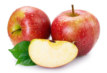 Fresh red apple isolated on white background
