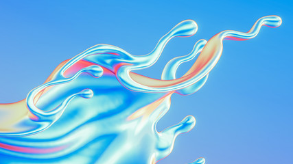 Splash fluid. 3d illustration, 3d rendering.