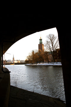 Klara m&auml;larstrand, riddarfj&auml;rden vid stadshuset.