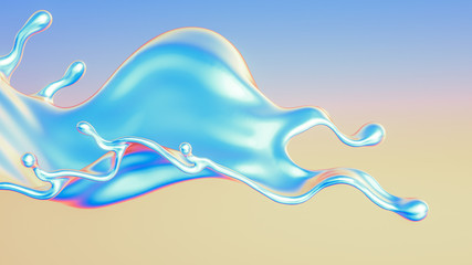 Splash fluid. 3d illustration, 3d rendering.