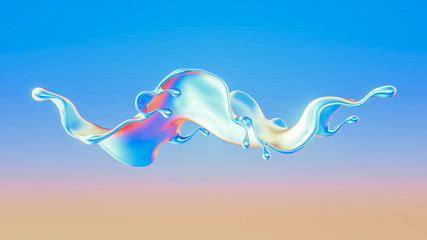 Splash fluid. 3d illustration, 3d rendering.