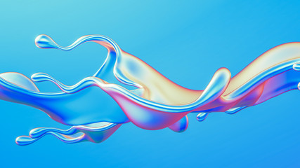 Splash fluid. 3d illustration, 3d rendering.
