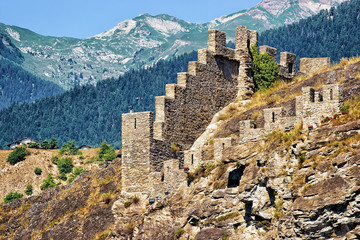 Remainings of Tourbillon castle at Sion, Canton Valais, Switzerland.