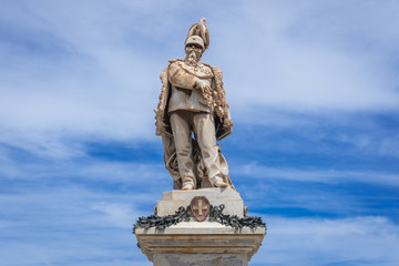 Fototapeta na wymiar Victor Emmanuel II monument in Trapani, capital of Trapani Province on Sicily Island in Italy
