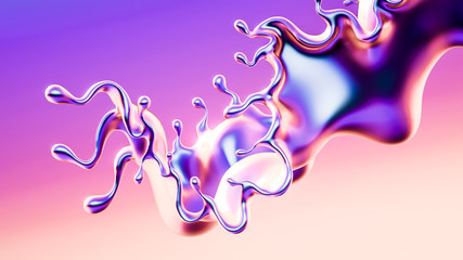 Splash fluid. 3d illustration, 3d rendering.