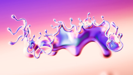 Splash fluid. 3d illustration, 3d rendering.