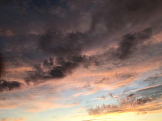 Beautiful Clouds with Dynamic Lighting Near Sunset