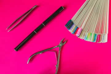 A set of cosmetic tools for manicure and pedicure