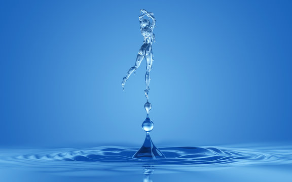 Water Drop Splash In Shape Of Female Ballet Dancer Figure