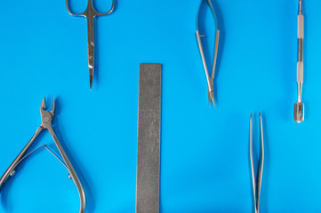 A set of cosmetic tools for manicure and pedicure