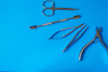 A set of cosmetic tools for manicure and pedicure
