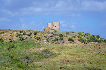 Fototapeta na wymiar Manuzza Tower in Selinunte also called Selinus - ancient city on Sicily Island in Italy