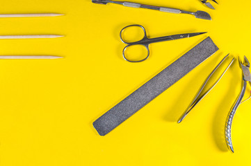 A set of cosmetic tools for manicure and pedicure