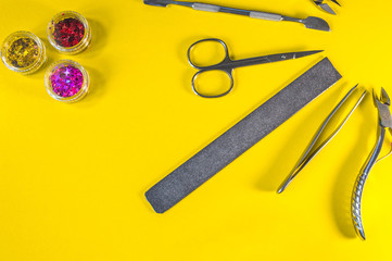 A set of cosmetic tools for manicure and pedicure