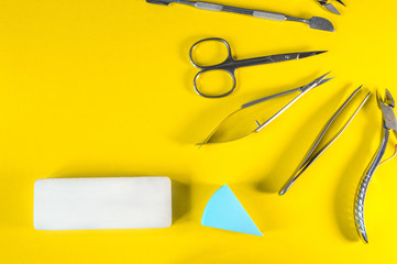 A set of cosmetic tools for manicure and pedicure