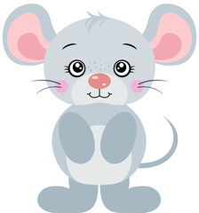 Obraz na płótnie Canvas Cute gray mouse isolated on white