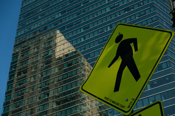 pedestrian crossing road sign