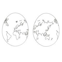 Vector drawing, set of eggs. A whole egg, egg yolk in shell, outline, coloring for children.