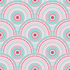 Fototapeta premium Ethnic circle shapes seamless geometric pattern.