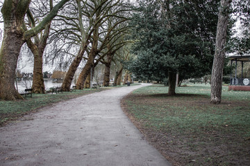 Thames riverside park in the winter