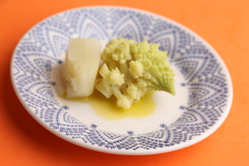 romanesco vegetable dish in color background