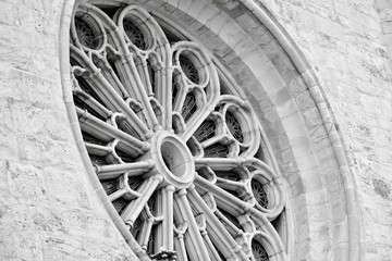 black and white round stained glass window 