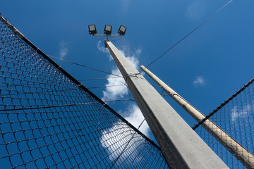 light pole and metallic net 
