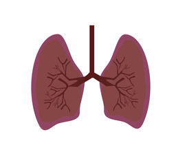 Lung icon flat  stye. Vector illustration on isolate background. Internal organs of the human design element. Healthcare and medical knowledge about the disease.