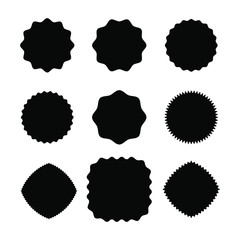 Starburst sticker set, label, icon. Black star price tag or quality mark badge isolated on white background. Sunburst sale banners. Vector illustration.