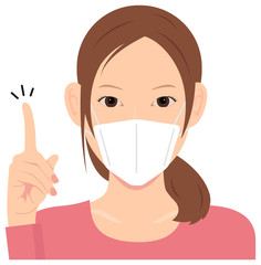 Young woman wearing a mask vector illustration (upper body) / idea,inspiration, good point, recommendation