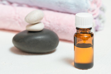 Fototapeta na wymiar Spa beauty treatment background. Aromatherapy oil.