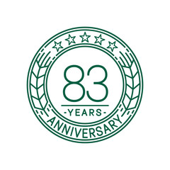 83 years anniversary celebration logo template. Line art vector and illustration.