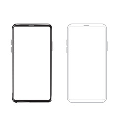 black phone and outline with isolated on white background