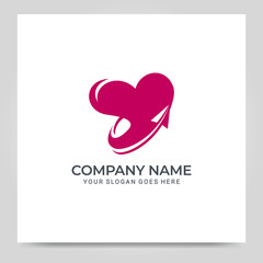 Arrow and hearth shape logo. Logo based abstract love shape design.