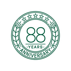88 years anniversary celebration logo template. Line art vector and illustration.