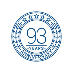 93 years anniversary celebration logo template. Line art vector and illustration.