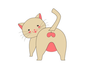 Cute White Cat Looking Back