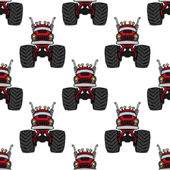 Cartoon monster tracks isolated on white background. Seamless pattern. Front view. Vector hand drawing. Texture.