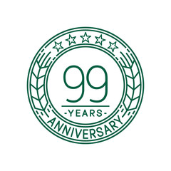 99 years anniversary celebration logo template. Line art vector and illustration.
