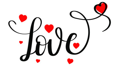 Love infinity with hearts. Love text lettering handwritten. Illustration love vector