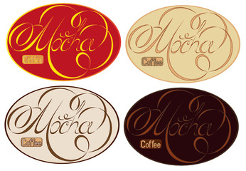 Handwritten lettering design elements Coffee Mocha.