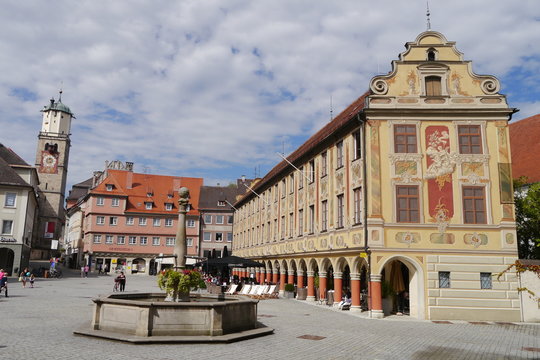 Marktbrunnen und Steuerhaus Marktplatz Memmingen