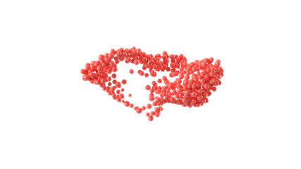 Lips shape made out of shiny spheres. Valentine's Day. 3D rendering.