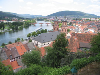 Obraz premium Blick auf Miltenberg mit Kirchtürmen