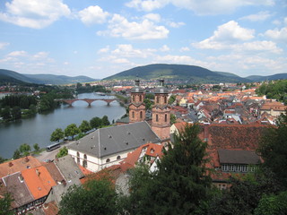 Obraz premium Blick von der Mildenburg auf Miltenberg, Main und Kirche St. Jakobus 