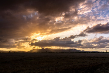 Fototapeta na wymiar Sunset over the hills, Queensland Australia